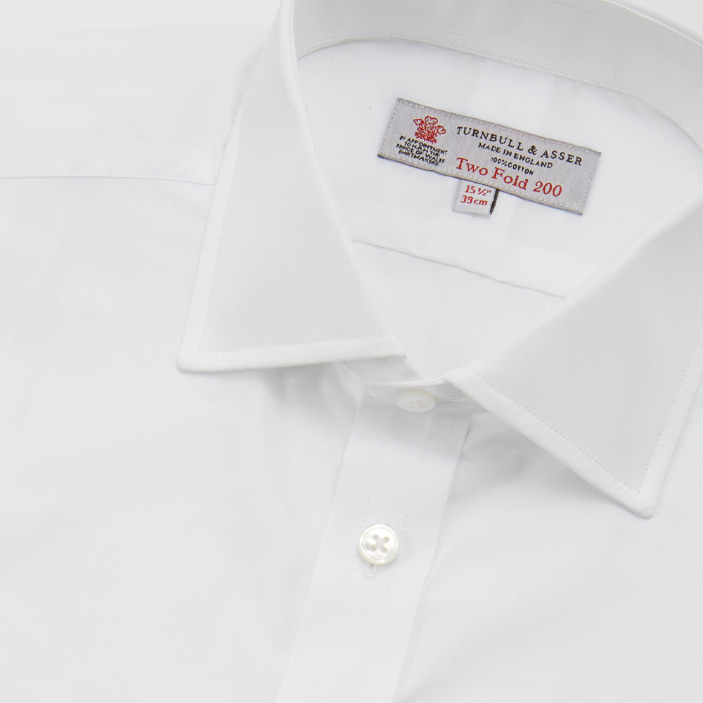 Two-Fold 200 White Cotton Shirt with Regent Collar and 3-Button Cuffs