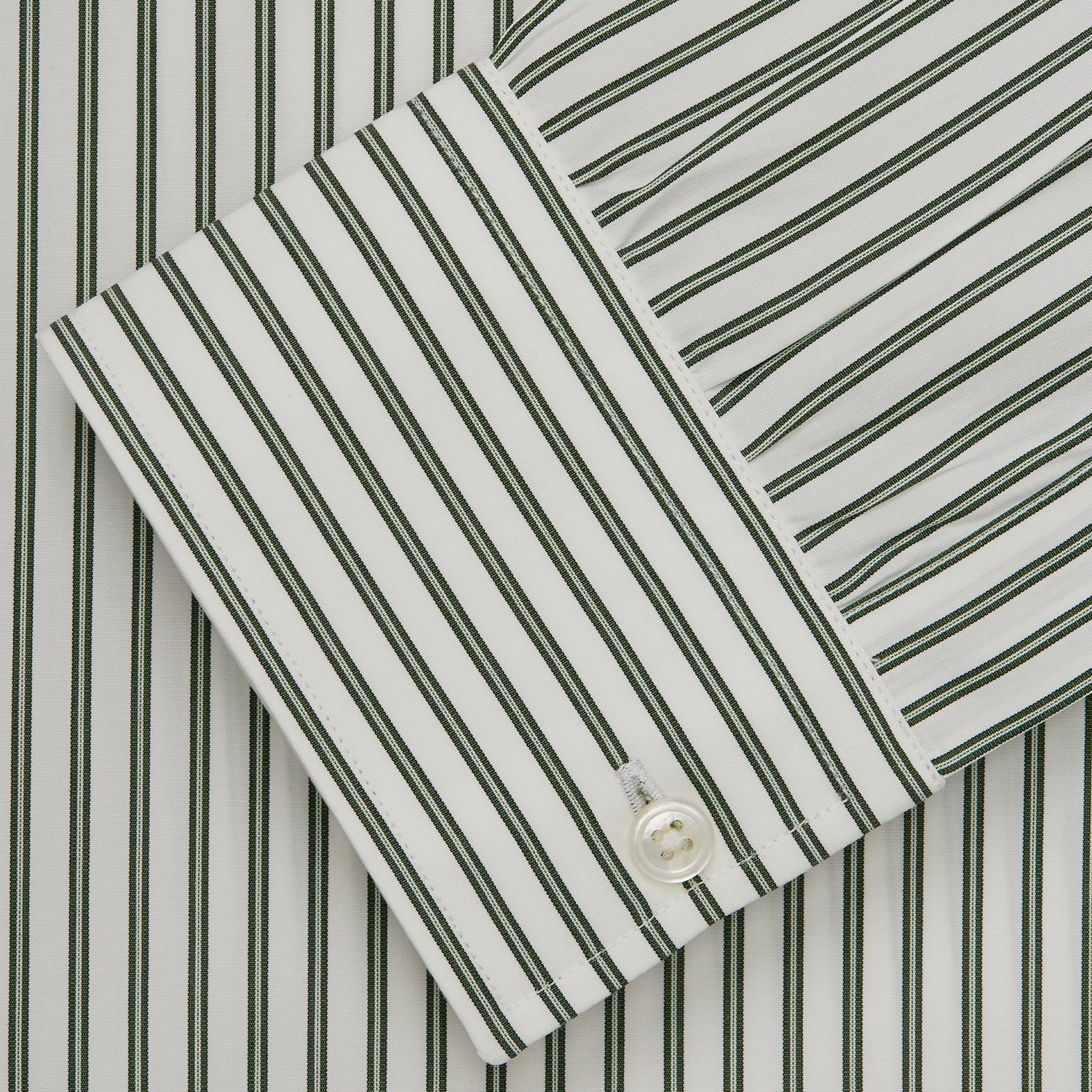 View 5 of product Green Stripe Weekend Fit Shirt with Derby Collar and 1-Button Cuffs