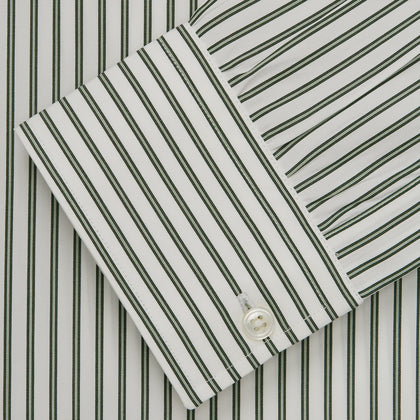 Green Stripe Weekend Fit Shirt with Derby Collar and 1-Button Cuffs Image 4