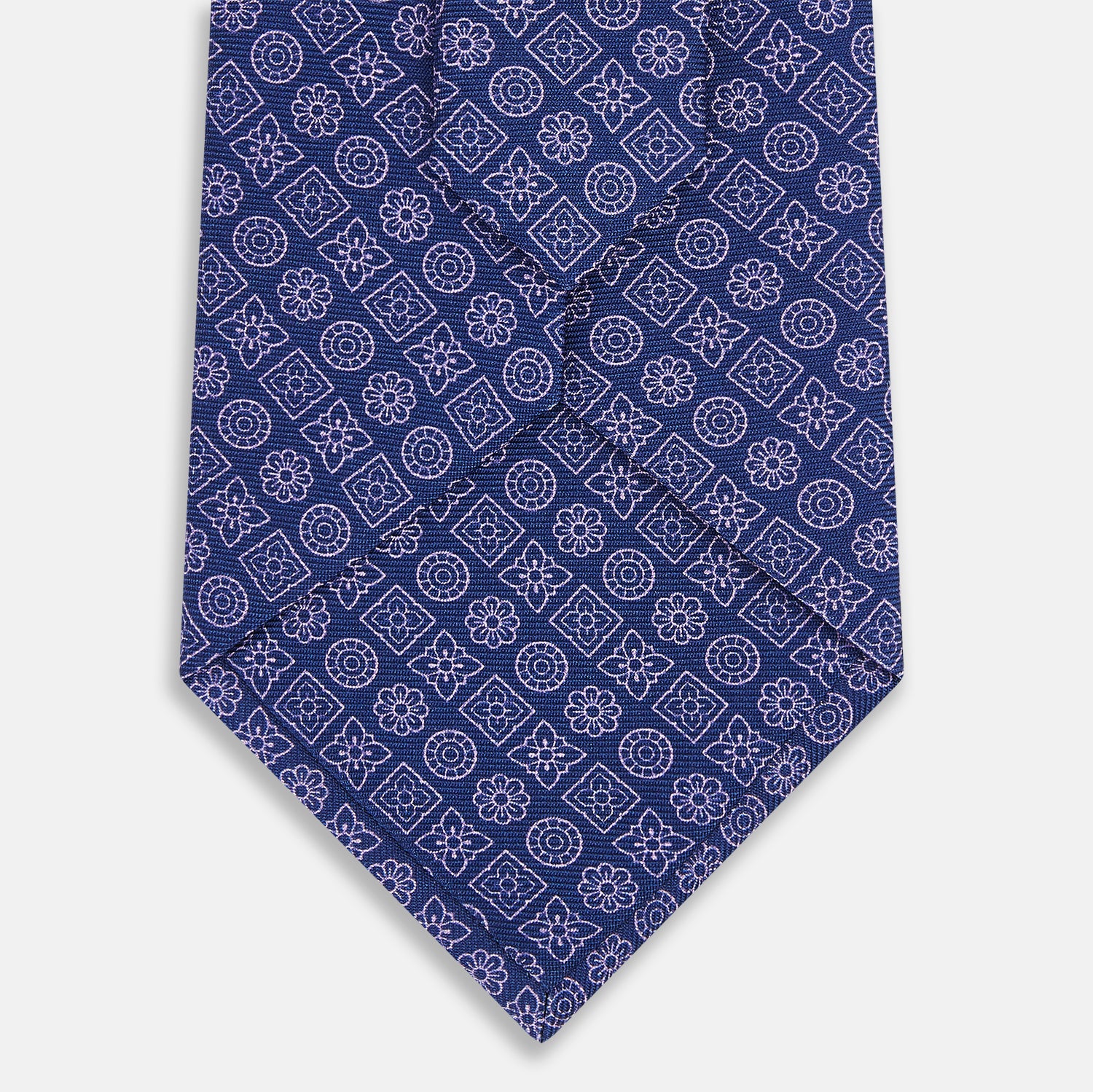 View 3 of product Azzurro Floral Tile Pattern Printed Silk Tie