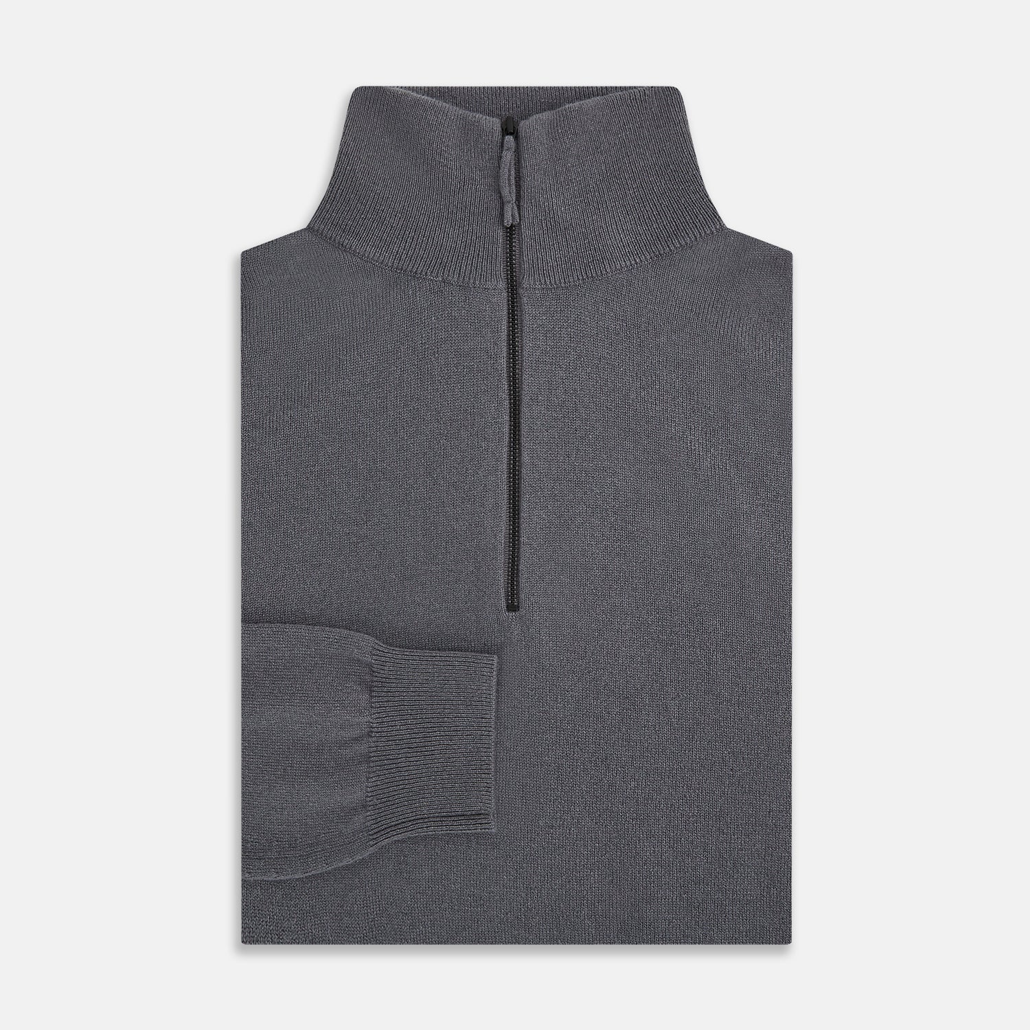 View 4 of product Grey Half-Zip Cashmere Jumper