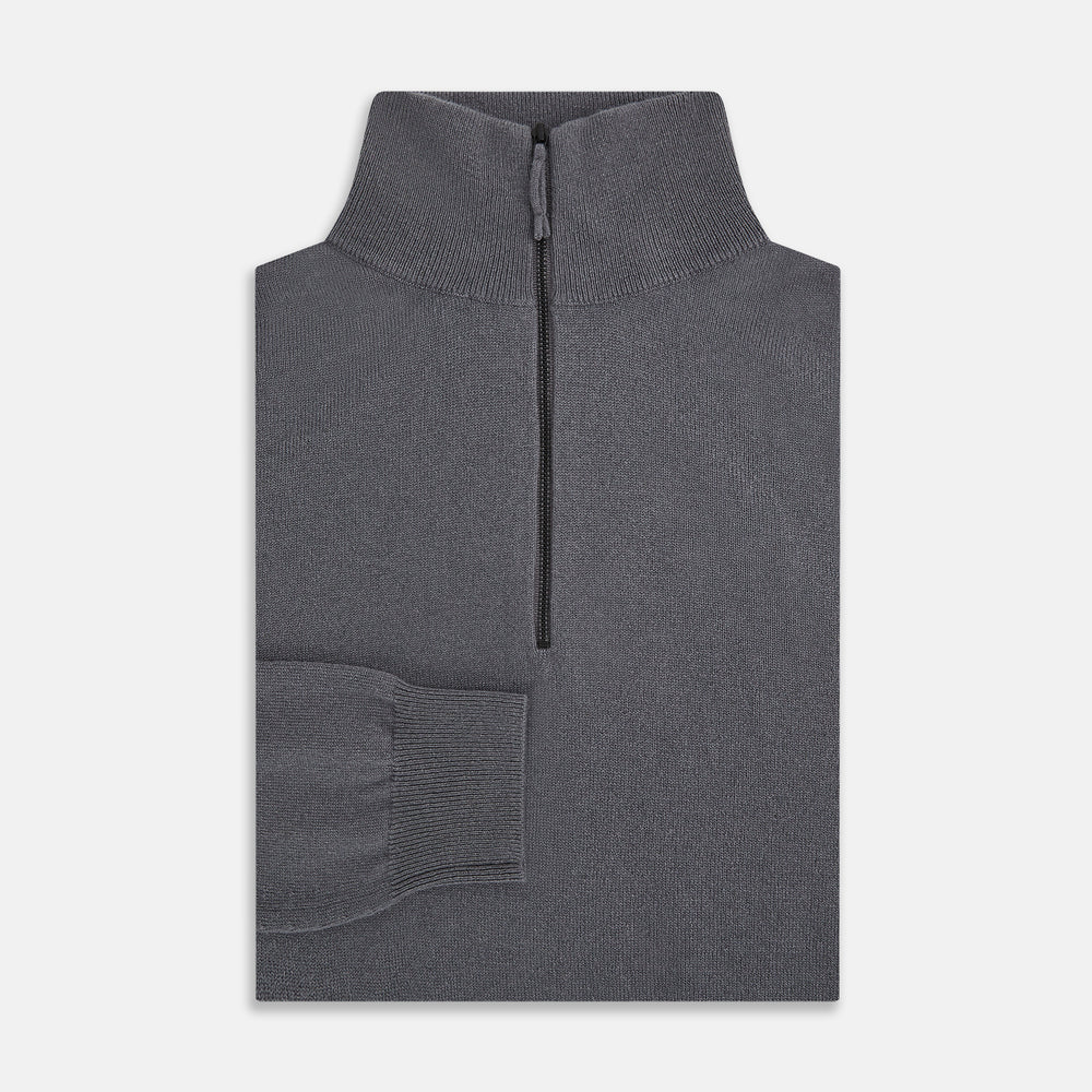 Grey Half-Zip Cashmere Jumper