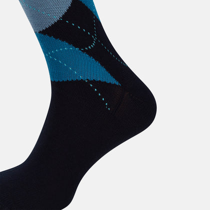 Navy Check Mid-Length Socks Image 3