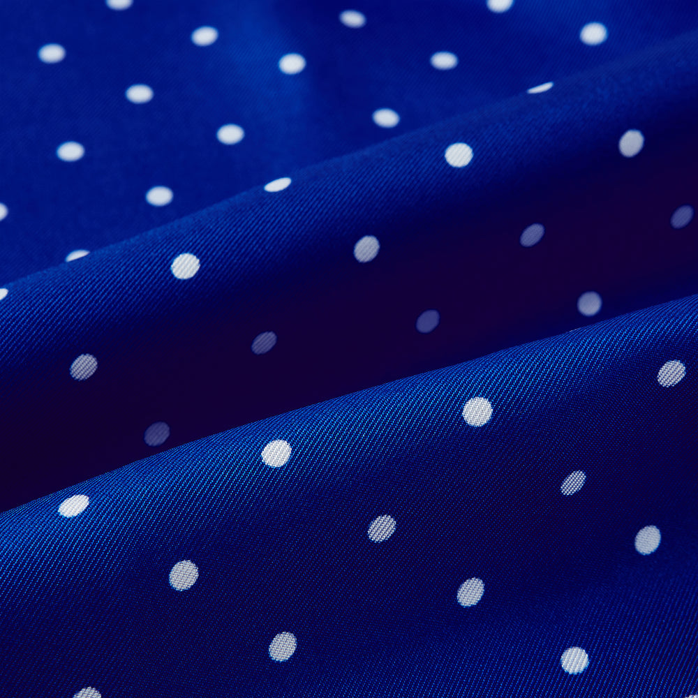 Royal Blue and White Spotted Silk Scarf
