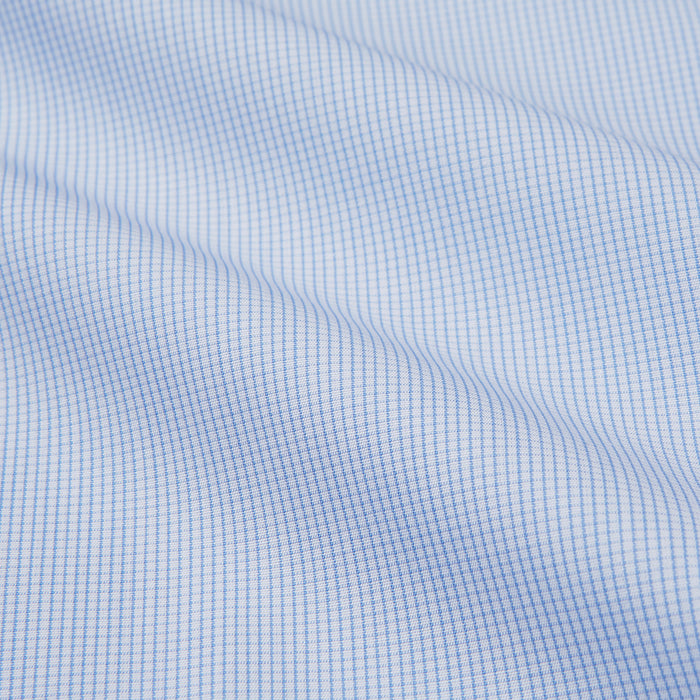 Micro Blue Check with White Collar and Cuff Shirt Image 1
