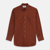 View 1 of product Burgundy Cotton and Cashmere Weekend Fit Shirt with Dorset Collar and 1-Button Cuffs