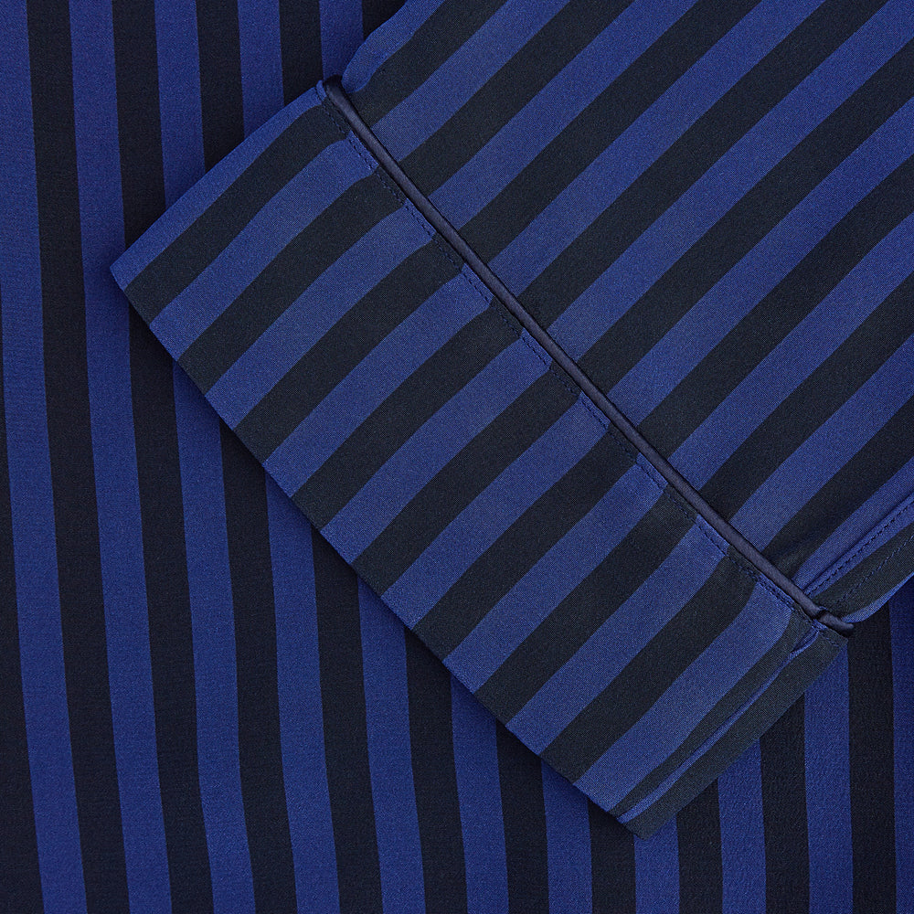 Blue and Navy Candy Stripe Silk Hyde Pyjamas Set