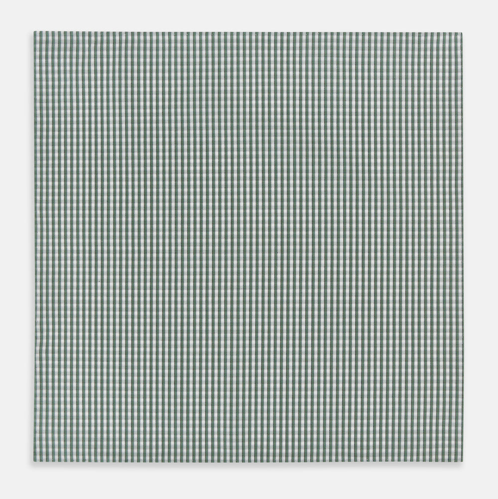 Melon Green Micro Shadow Check Hand-Rolled Handkerchief