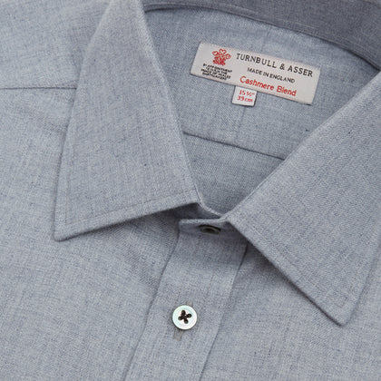 Grey Cashmere Blend Classic Shirt with T & A Collar Image 4