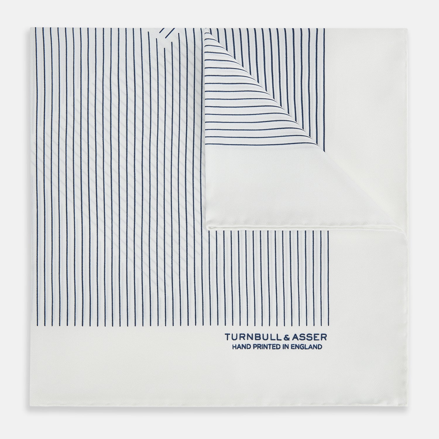 View 1 of product White Stripe Silk Pocket Square