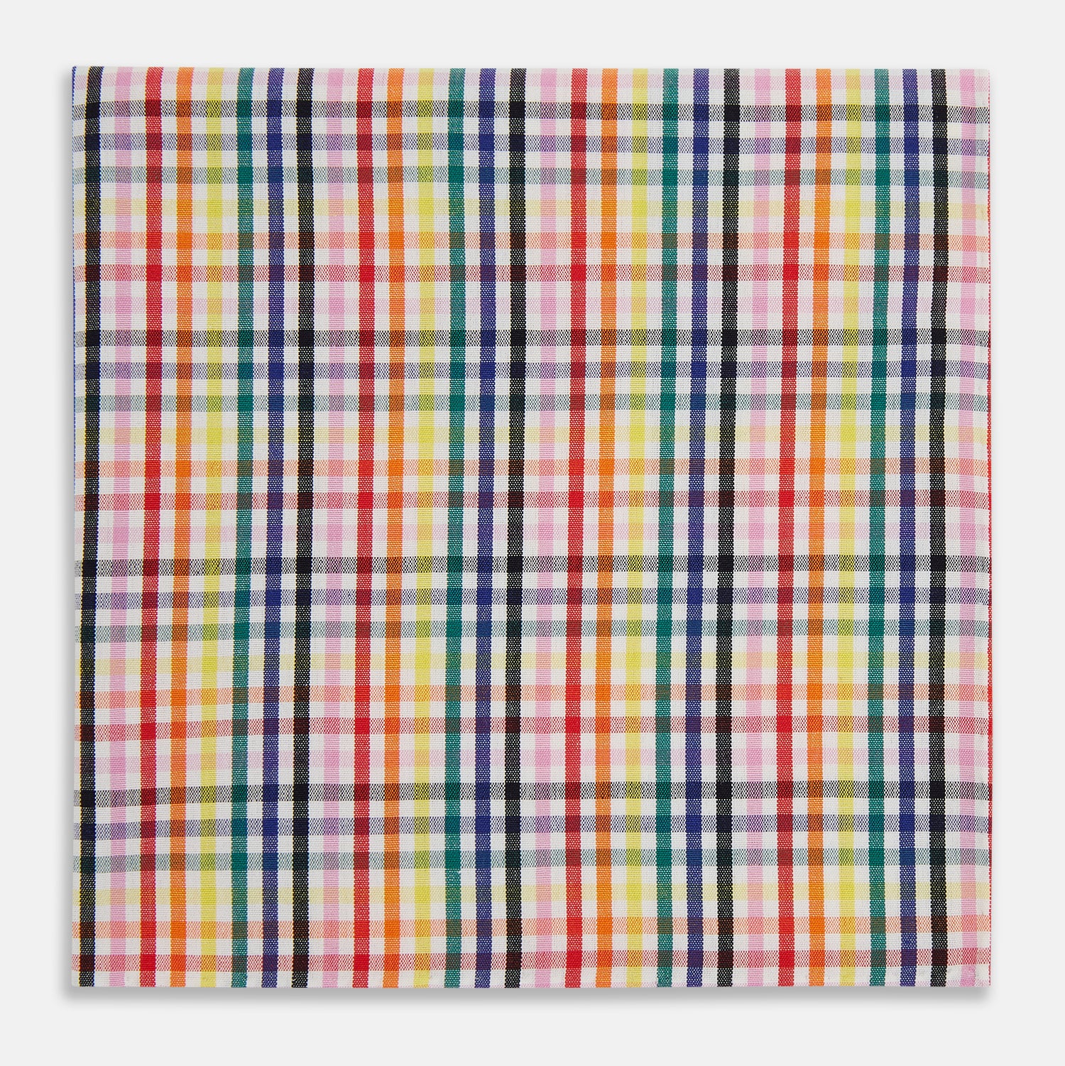 View 1 of product Hand Rolled Multi-coloured Grid Check Handkerchief
