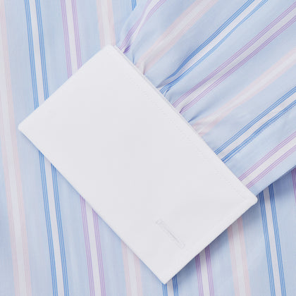 Light Blue Multi Stripe Cotton Regular Fit Penrose Shirt Image 2