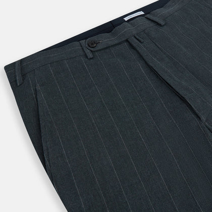 Forest Green Striped Edmund trousers