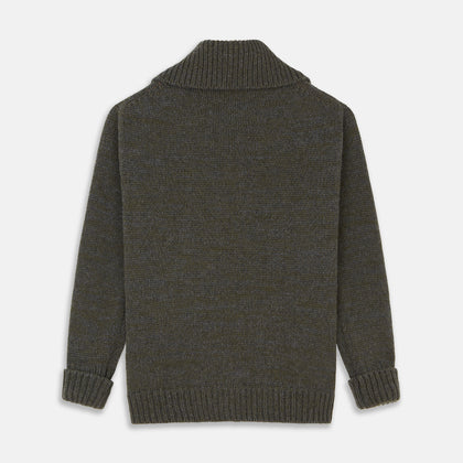 Green and Grey Cashmere Melange Lowry Cardigan Image 2