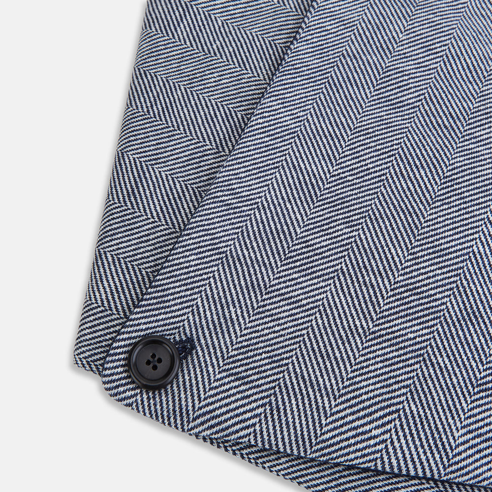 Navy Herringbone Silk and Linen Neck Warmer