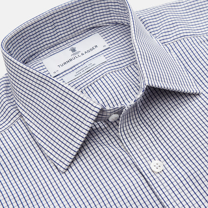 Navy Check Cotton Regular Fit Mayfair Shirt Image 2