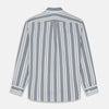 View 6 of product Blue, Green & White Stripe Weekend Fit Shirt with Derby Collar & 1-Button Cuffs