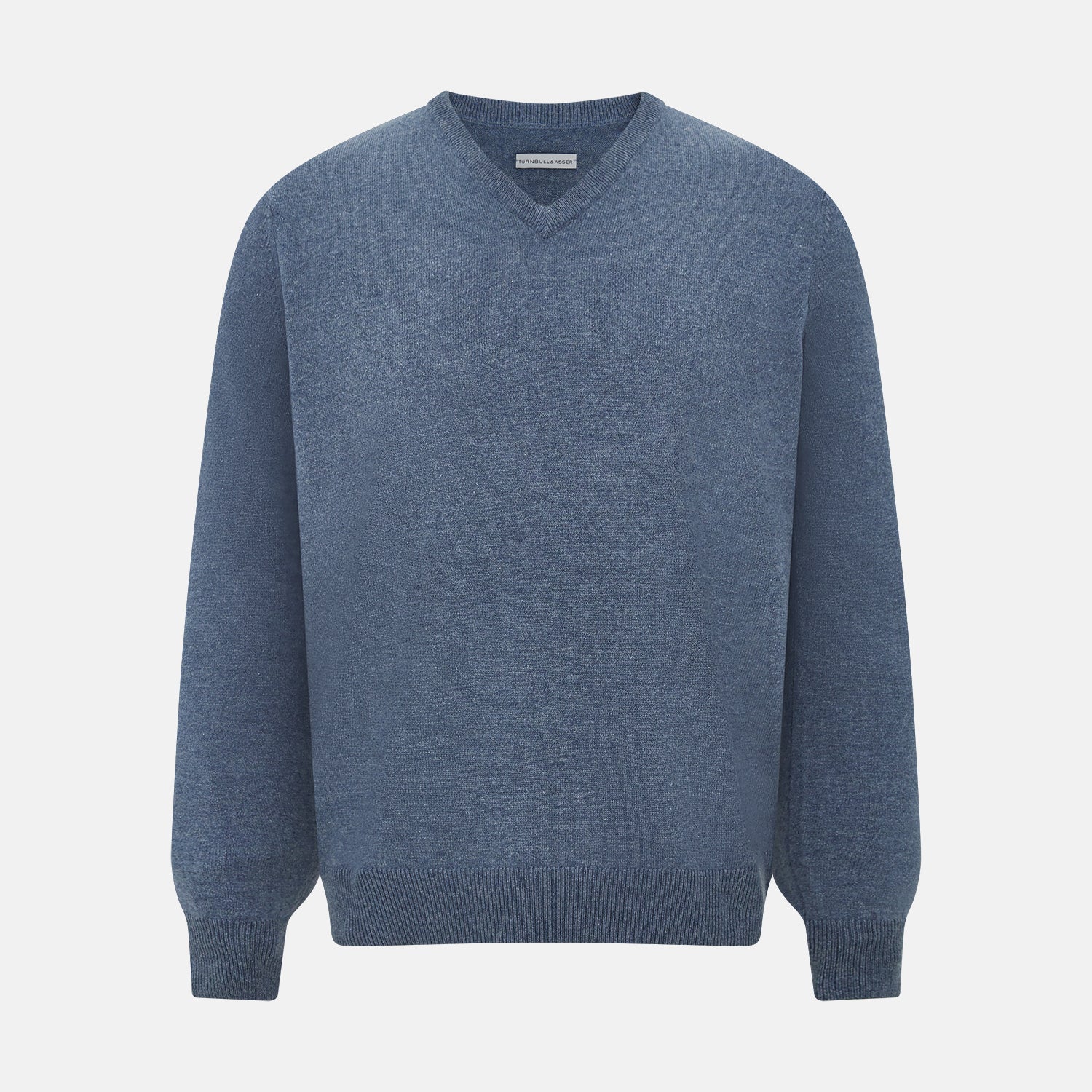 View 1 of product Blue Melange Cashmere V-neck Jumper