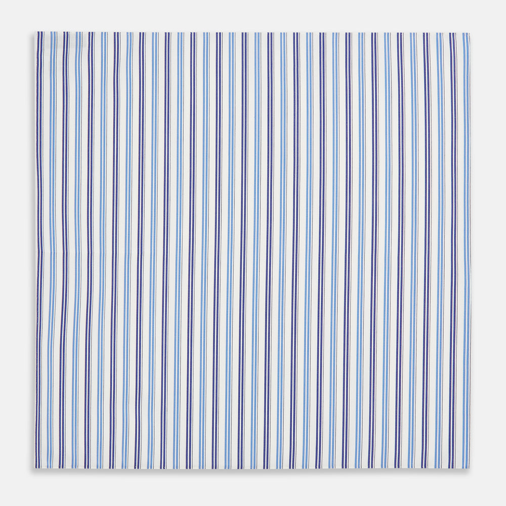 Blue and Navy Multi Stripe Hand-Rolled Handkerchief