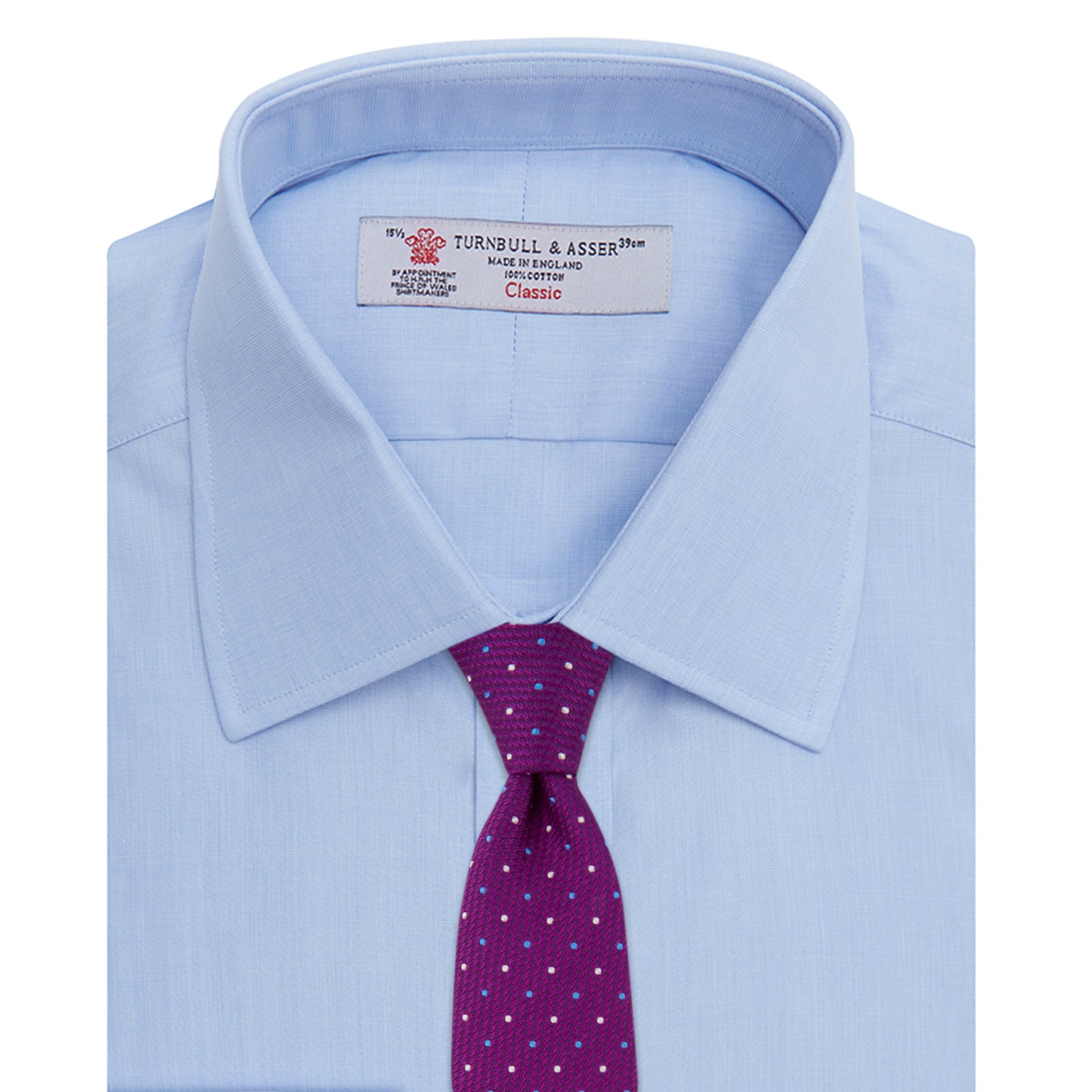 View 4 of product Light Blue End-on-End Shirt with T&A Collar and 3-Button Cuffs
