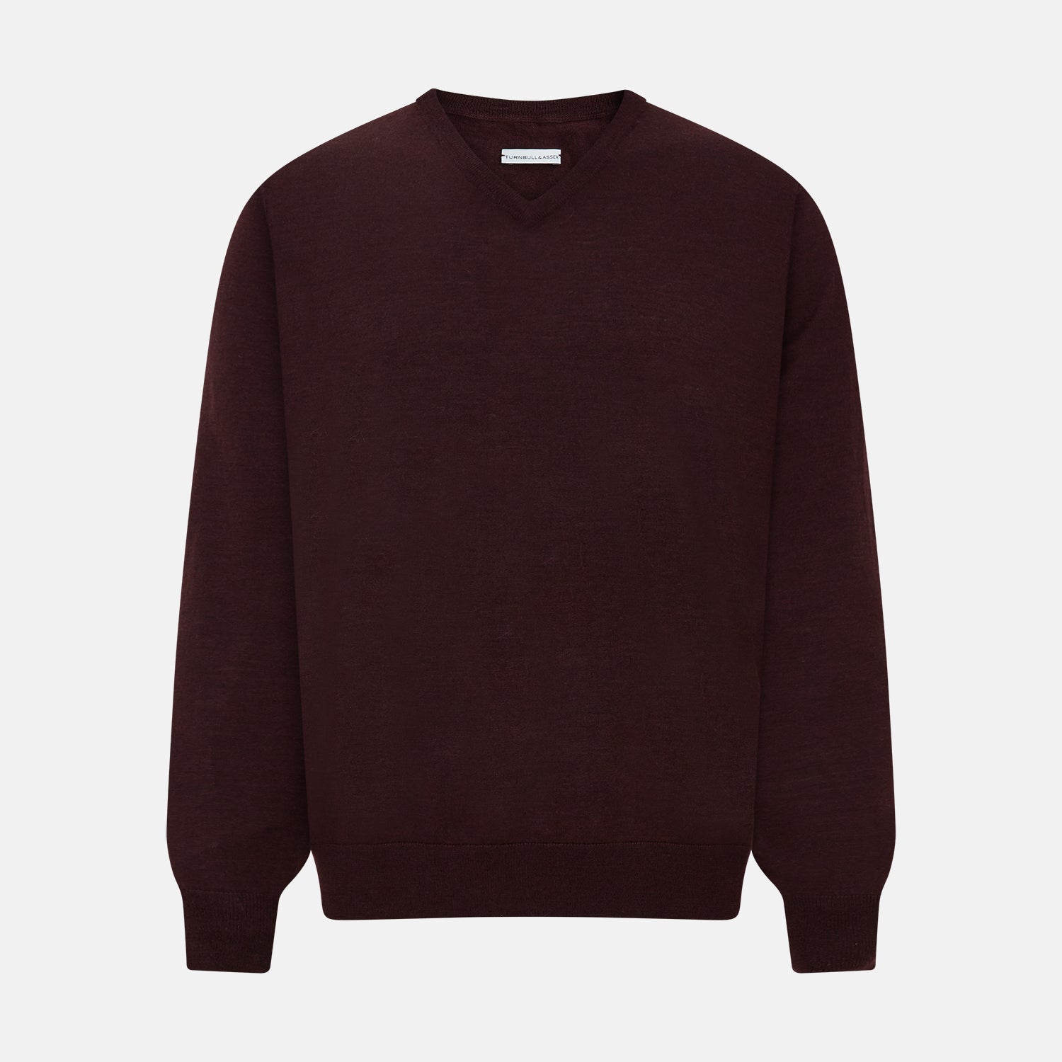 View 1 of product Burgundy Fine Merino V-Neck Jumper