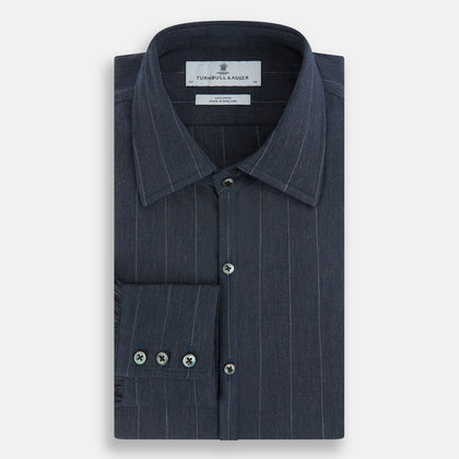 Navy Melange Wide Stripe Westminster Shirt Image 4