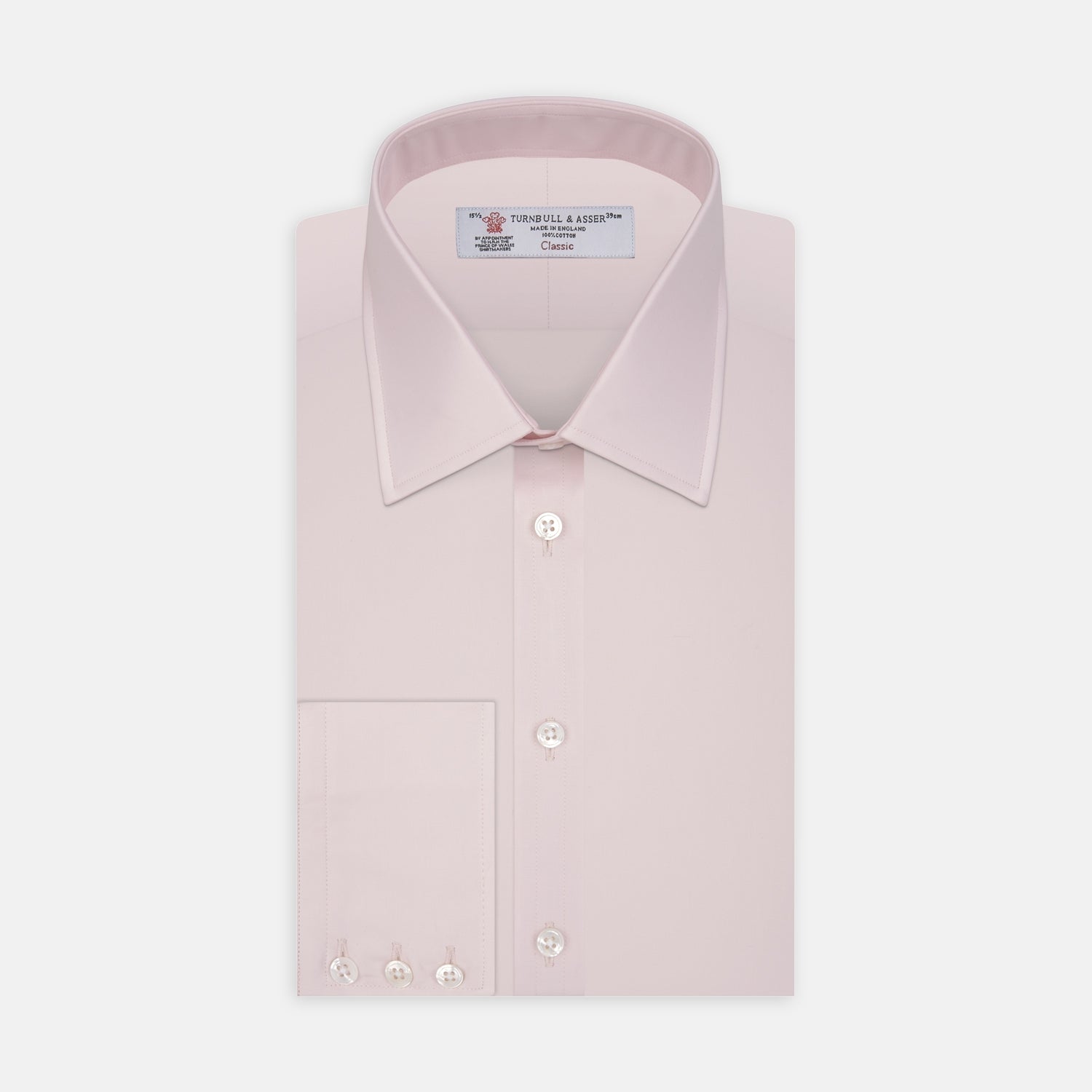 View 1 of product Pink Cotton Shirt with T&A Collar and 3-Button Cuffs