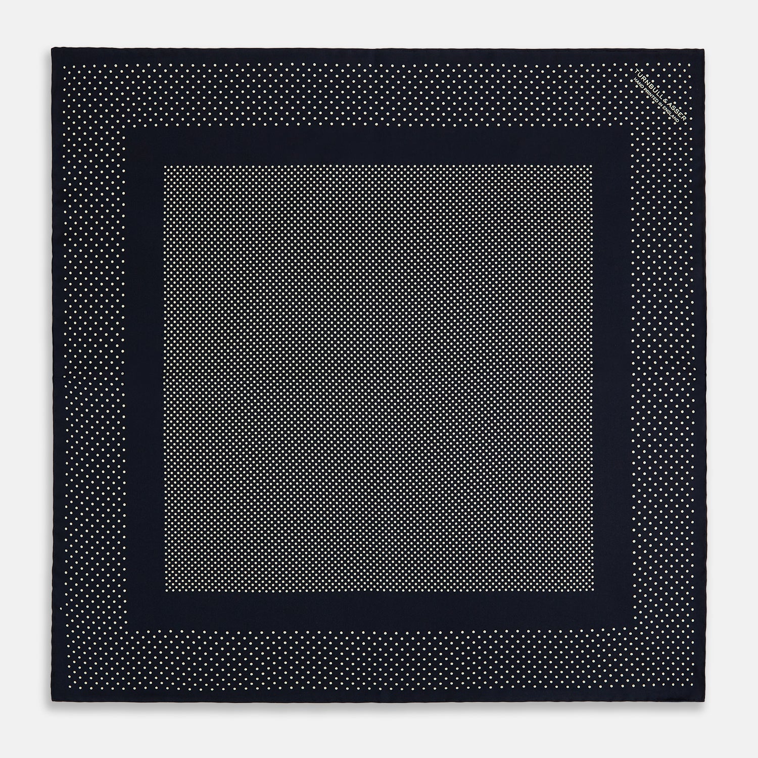 View 4 of product Navy and Cream Dot Silk Pocket Square