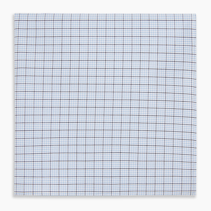Hand Rolled Blue Multi Graph Check Handkerchief Image 3