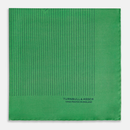 Hunter Green Stripe Silk Pocket Square Image 3