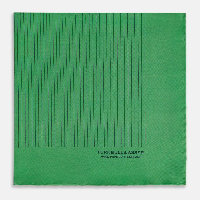 Hunter Green Stripe Silk Pocket Square Image 3