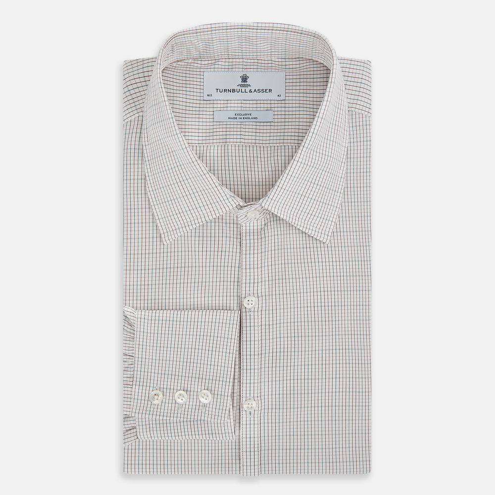 BURGUNDY AND GREEN DOUBLE GRID CHECK WESTMINSTER SHIRT