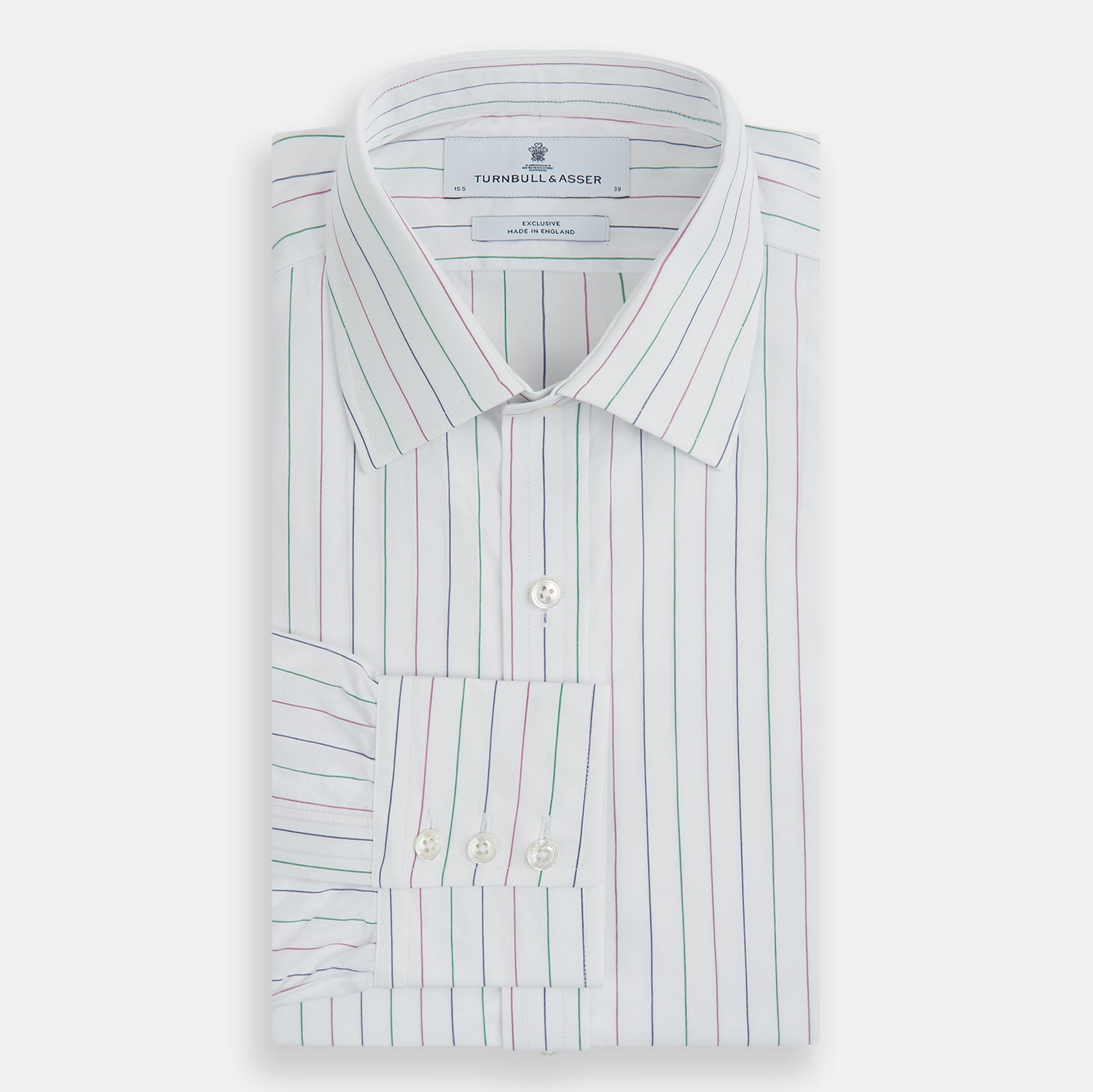 View 5 of product Pink and Green Wide Pinstripe Mayfair Shirt