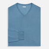 View 4 of product Pale Blue Fine Merino V-Neck Jumper
