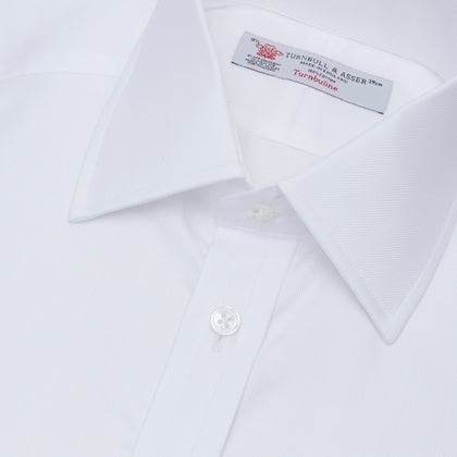White Herringbone Superfine Cotton Shirt with T&A Collar and Double Cuffs Image 4