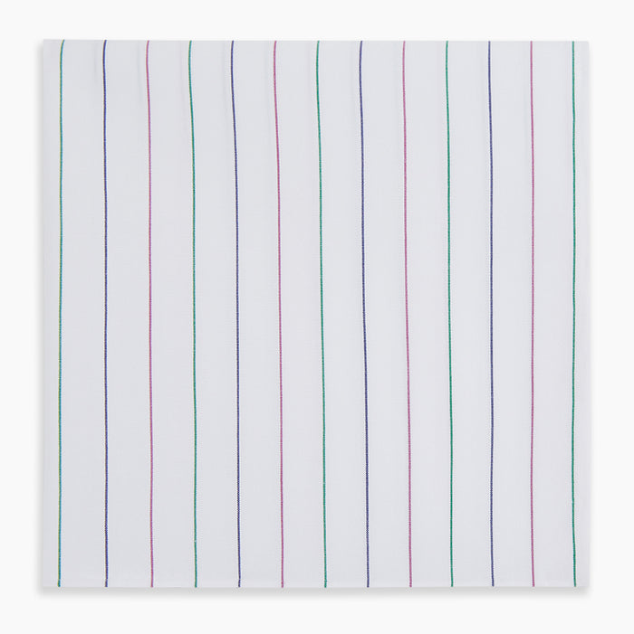 Hand Rolled Pink and Green Pinstripe Handkerchief Image 3