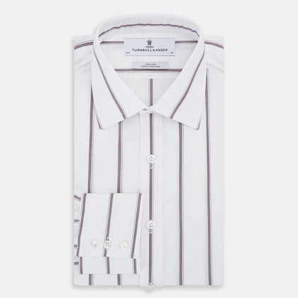 Burgundy Track Stripe Mayfair Shirt Image 4