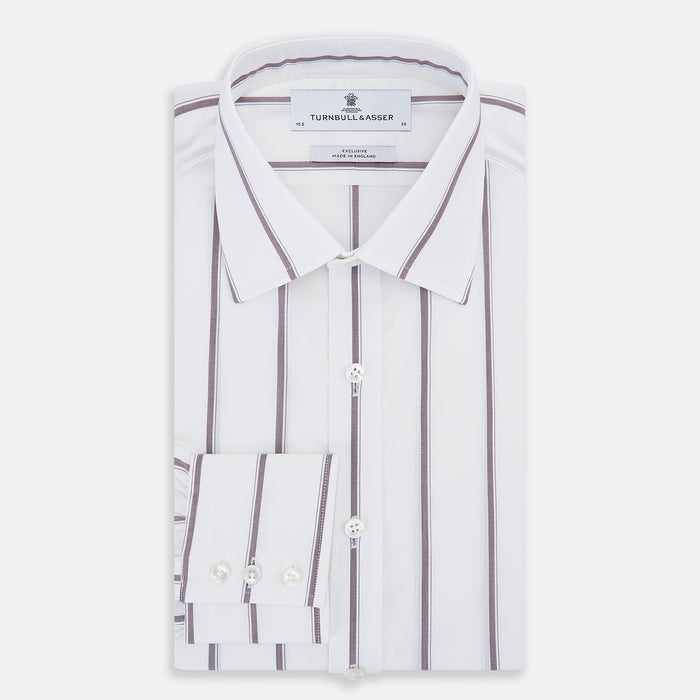 Burgundy Track Stripe Mayfair Shirt Image 4