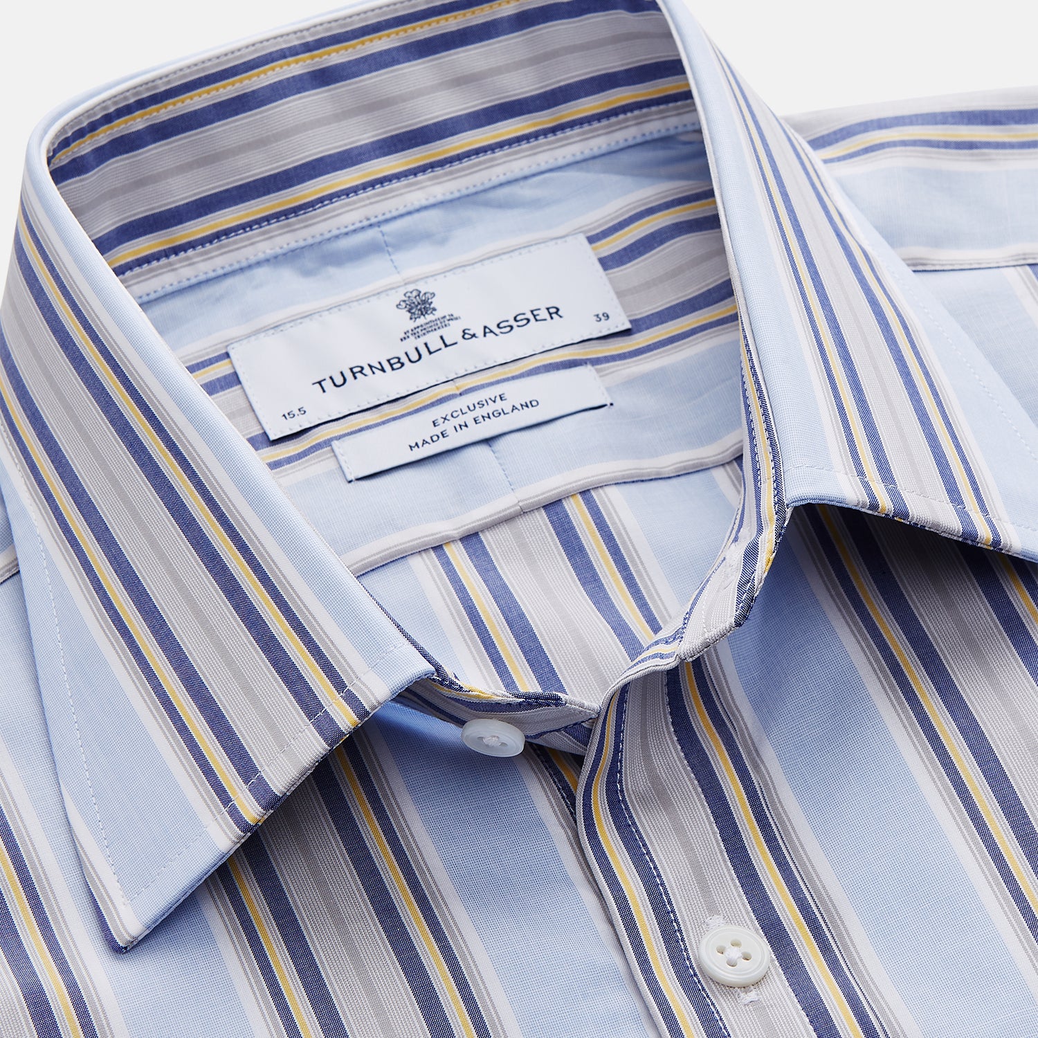 View 2 of product Pale Blue and Yellow Stripe Cotton Regular Fit Mayfair Shirt