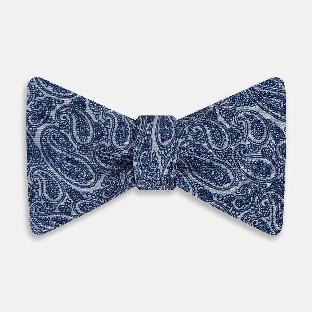 Pale Blue Paisley Silk Bow Tie