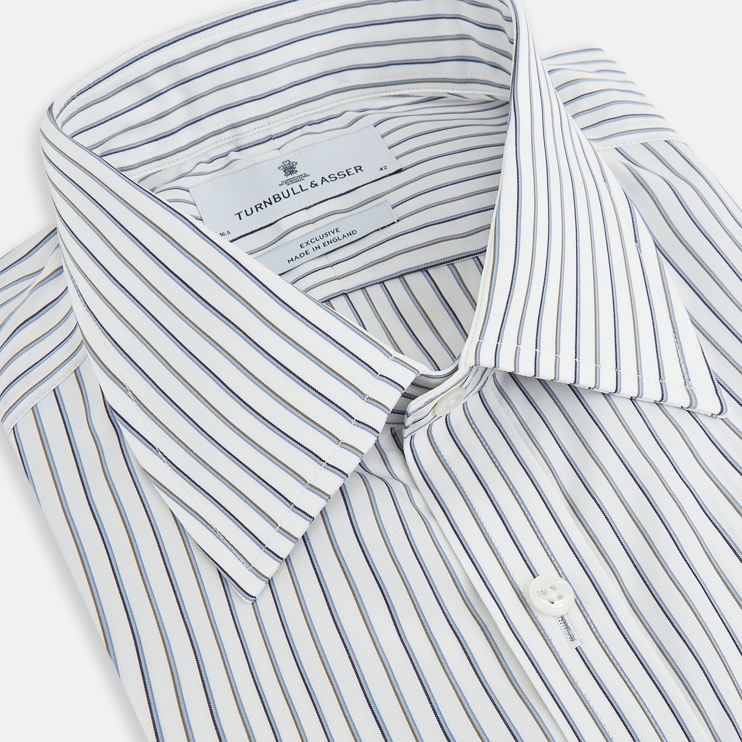 View 2 of product Brown and Blue Shadow Stripe Mayfair Shirt