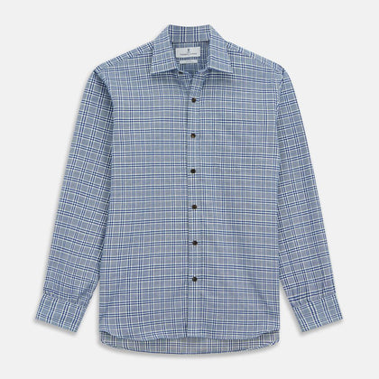 Blue Check Cotton Fabric Image 1