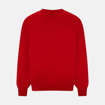 Red Fine Merino V-Neck Jumper Image 2