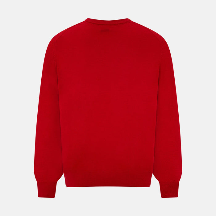 Red Fine Merino V-Neck Jumper Image 2