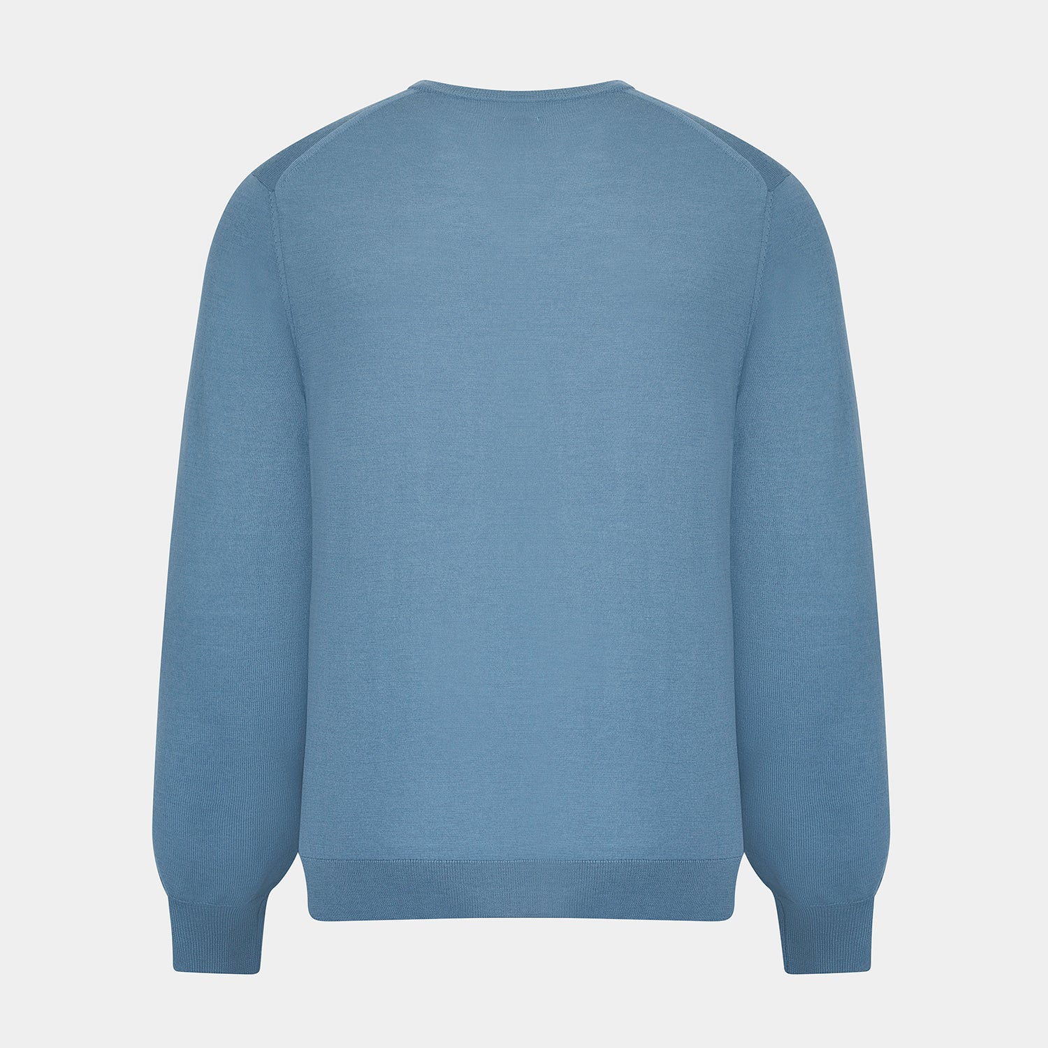 View 3 of product Pale Blue Fine Merino V-Neck Jumper