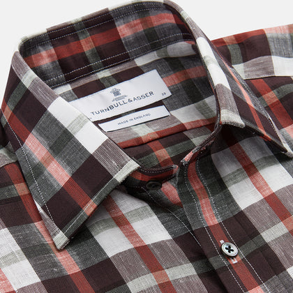 Black Multi-check Linen Blend Regular Fit Mayfair Shirt Image 1