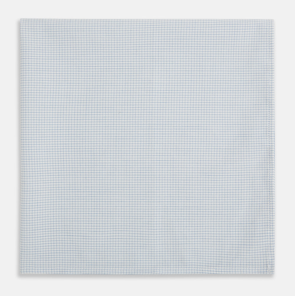 Hand Rolled Pale Blue Graph Check Handkerchief