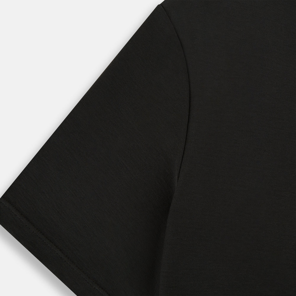 The Turnbull & Asser Dark Chocolate Short-Sleeve T-shirt features a crew neckline and quality fabric, shown against a white background to highlight its timeless appeal.
