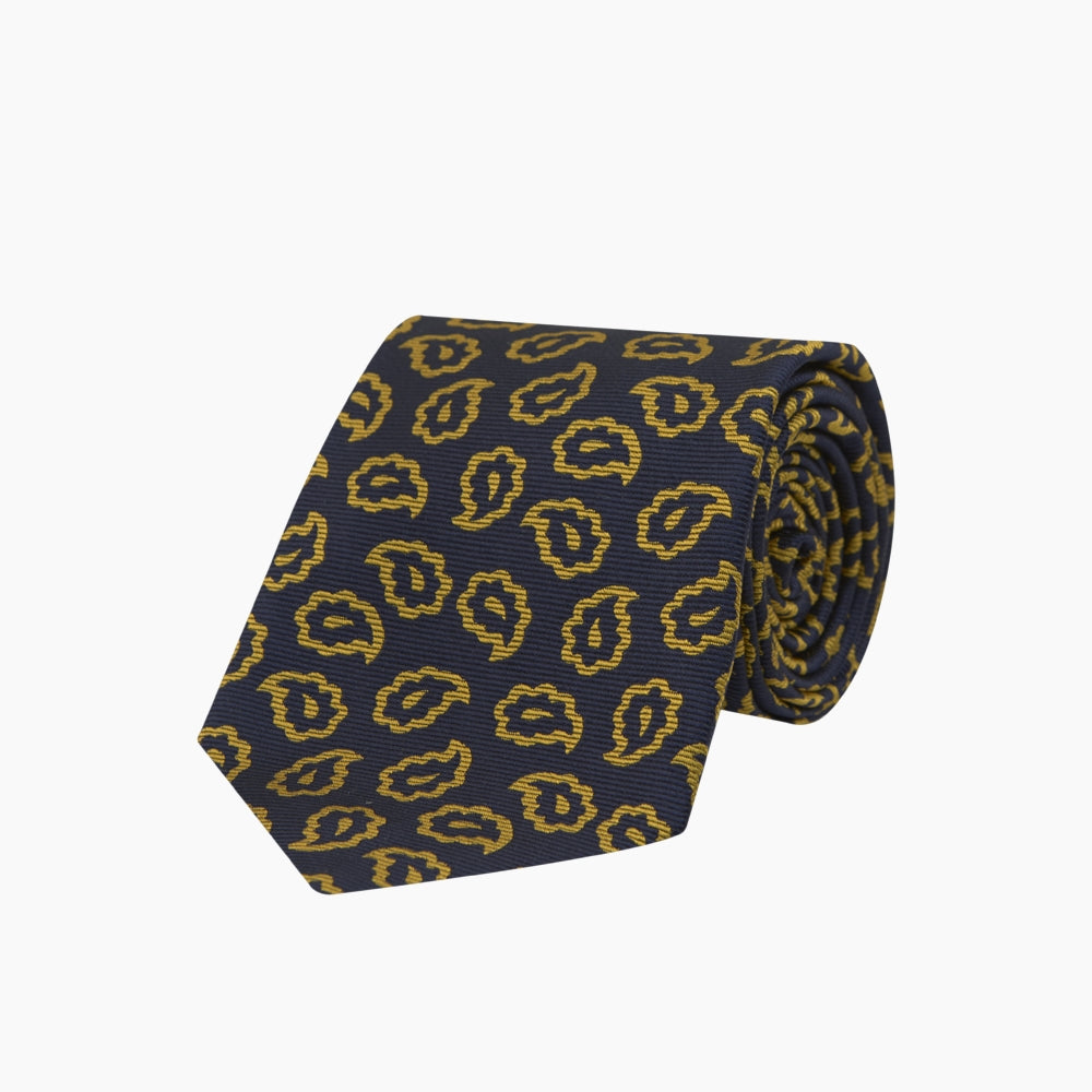 Image 2 of product Navy and Gold Petal Paisley Silk Tie