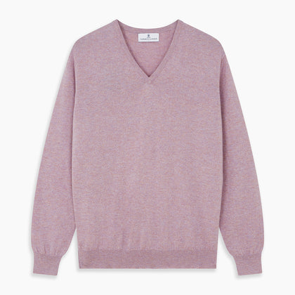 Lilac Heather Paden Cashmere V-Neck Jumper Image 3